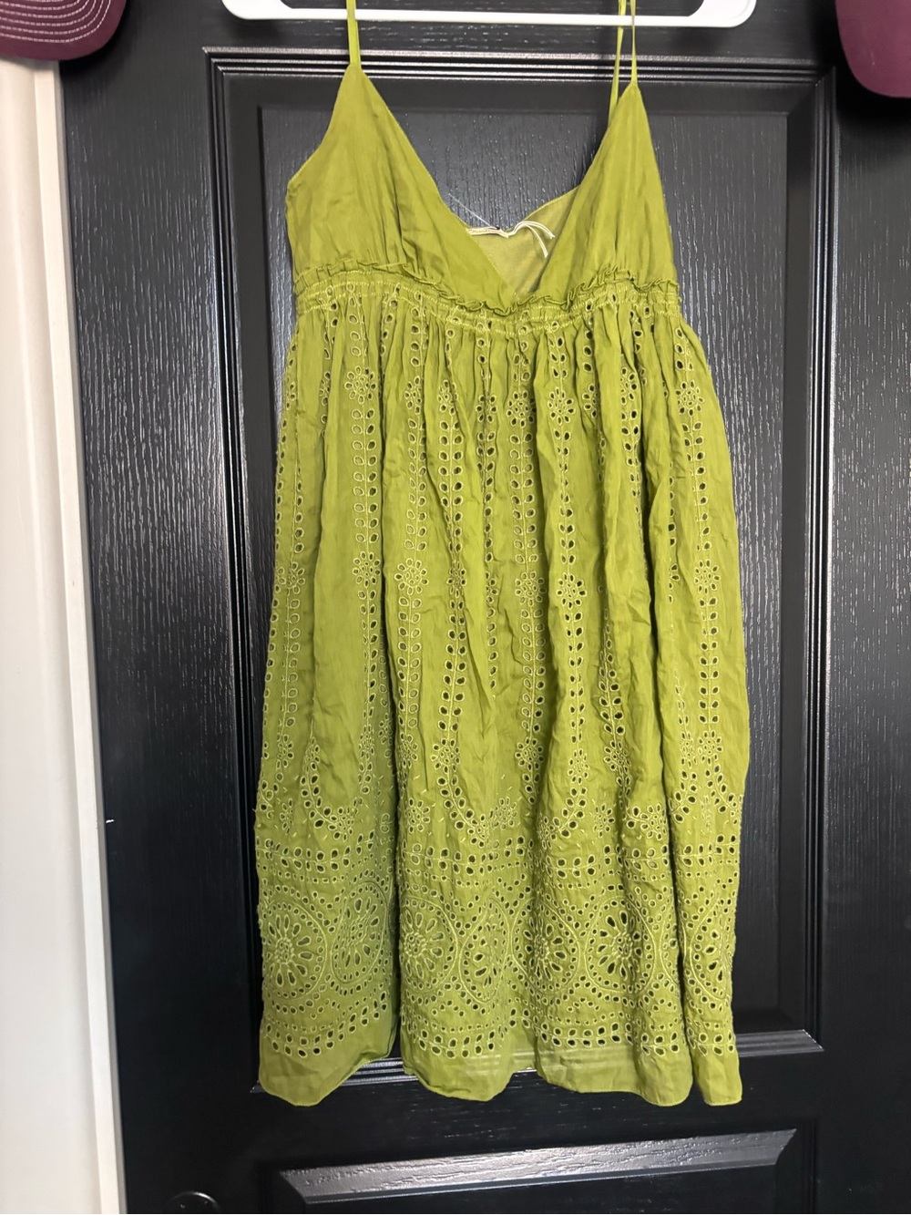 Max studio  silk blend Eyelet Sun Dress - Olive Green